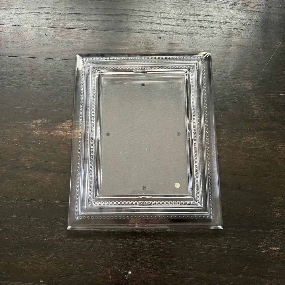 Vintage Rogaska Pearl Beaded Edge Crystal Picture Frame 5x7 Wedding Shower Gift